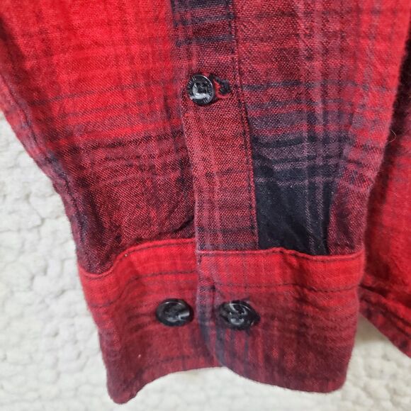Woolrich Flannel Men’s Sz L Black Red Cotton Flannel Long Sleeves Button Shirt - Picture 9 of 15